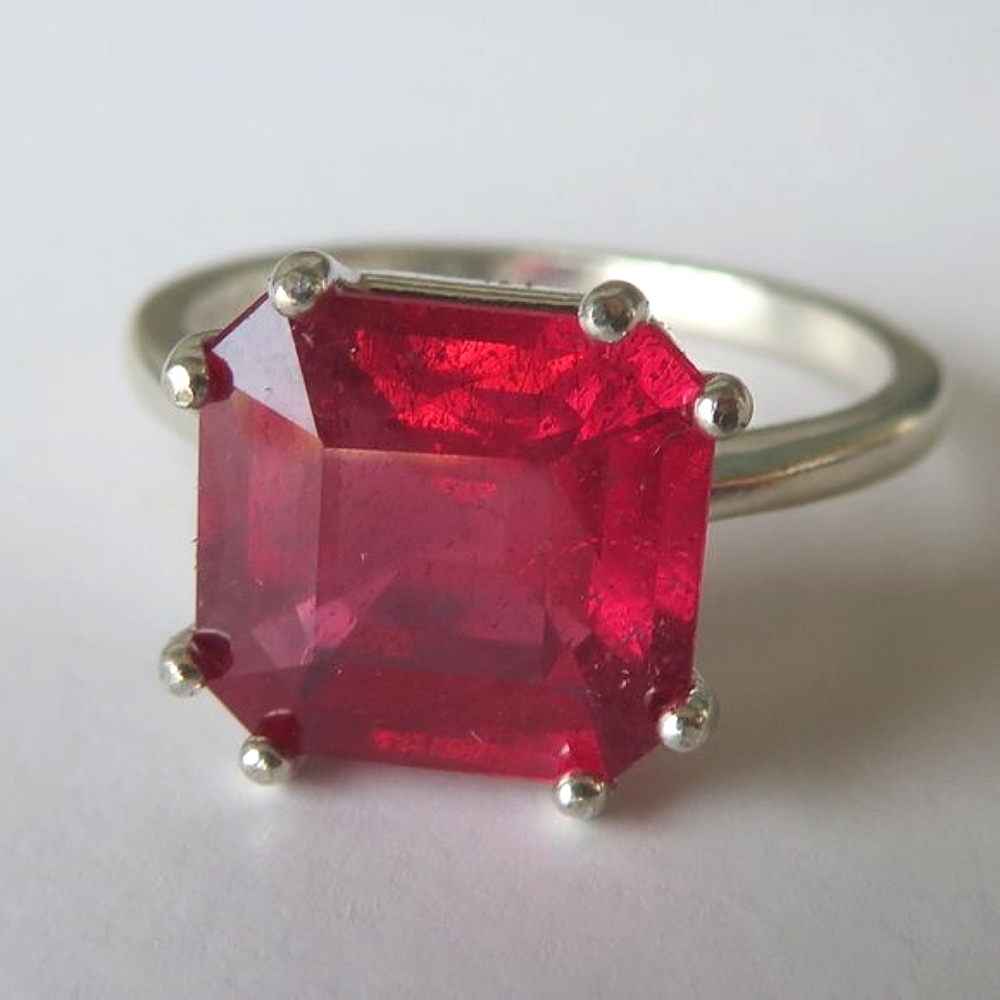 Magnificent Natural Raspberry Pink Ruby In Sterling Silver Ring, 4.65ct.